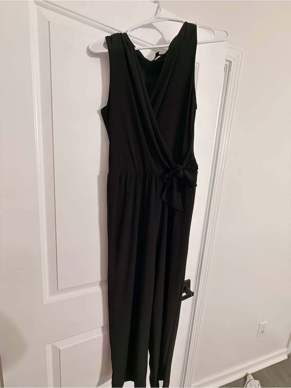 Black Sleeveless Wrap Jumpsuit with Side Tie